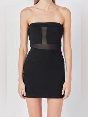 Black Mini Mesh Front Dress by Grey Lab